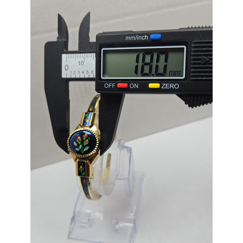 Vintage Alfex Swiss Floral Enamel Hidden Dial Bangle Manual Wind Watch Works - Picture 5 of 16